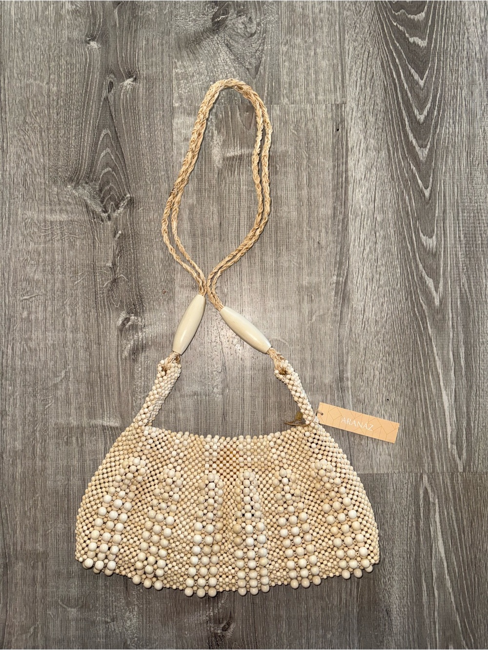 Aranaz Cream Beaded Shoulder Bag